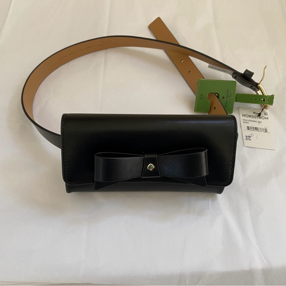 NWT Kate Spade Leather Black Belt Bag with Bow - Picture 7 of 9